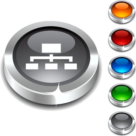  Network 3d button set. Vector illustration. のイラスト素材