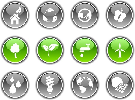 Ecology  button set. Vector illustration.のイラスト素材