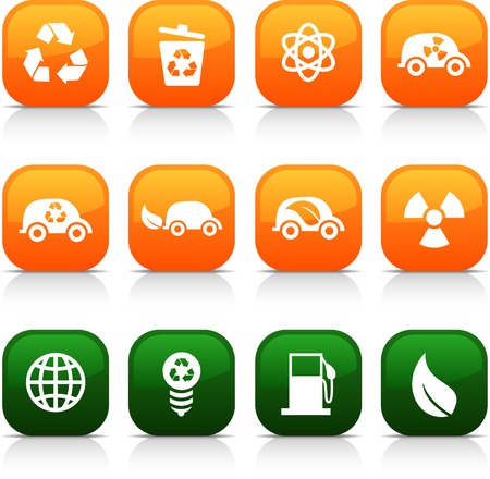 Ecology  button set. Vector illustration.のイラスト素材