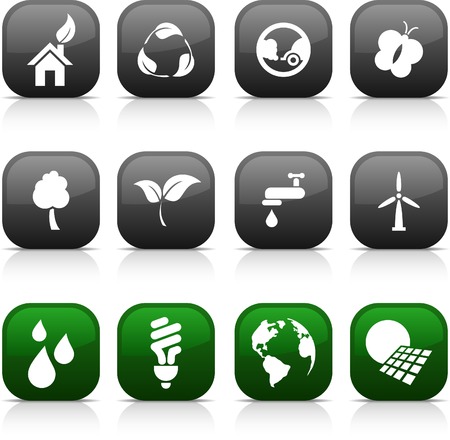 Ecology  button set. Vector illustration.のイラスト素材