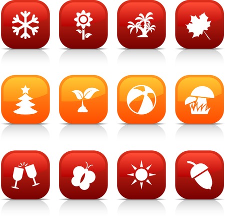 Seasons  button set. Vector illustration. のイラスト素材