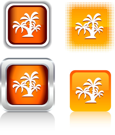  tropical  square buttons. Vector illustration. のイラスト素材