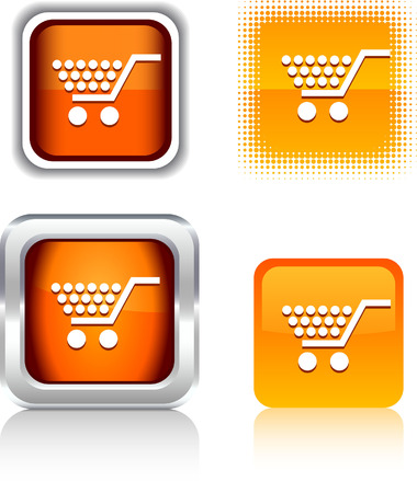 Shopping   square buttons. Vector illustration. のイラスト素材