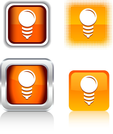  Bulb   square buttons. Vector illustration. のイラスト素材