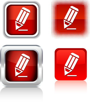  Pencil  square buttons. Vector illustration. のイラスト素材