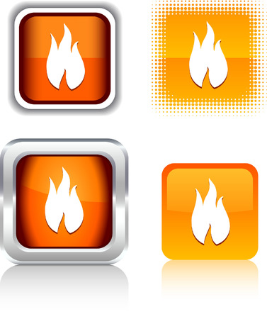  Fire   square buttons. Vector illustration. のイラスト素材