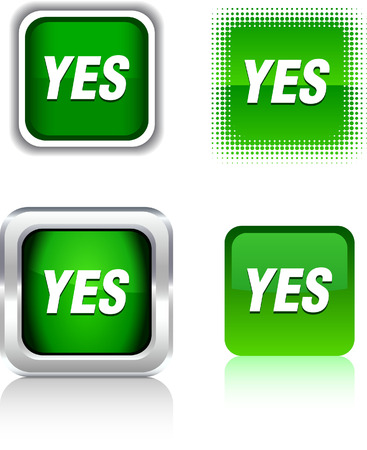  Yes square buttons. Vector illustration. のイラスト素材
