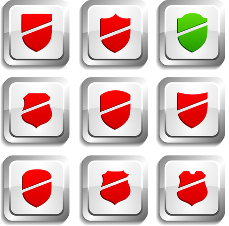 Shield  button set. Vector illustration. のイラスト素材