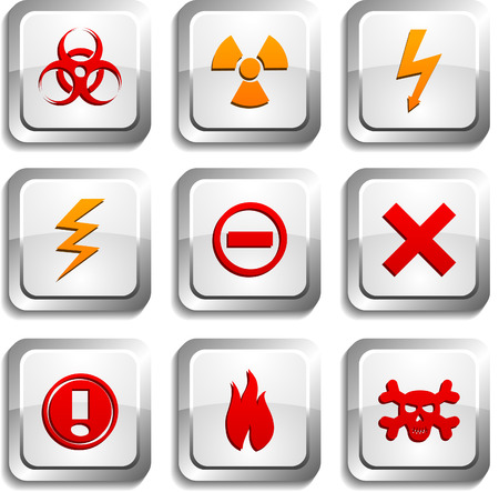 Warning  button set. Vector illustration. のイラスト素材