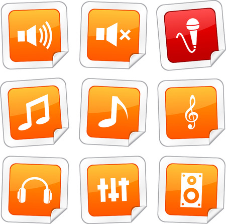 Audio sticker set. Vector buttons.のイラスト素材