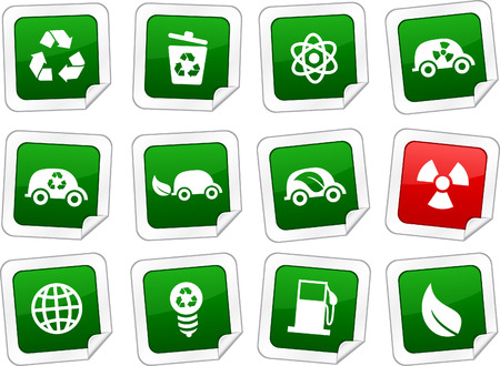 Ecology sticker set. Vector buttons.のイラスト素材