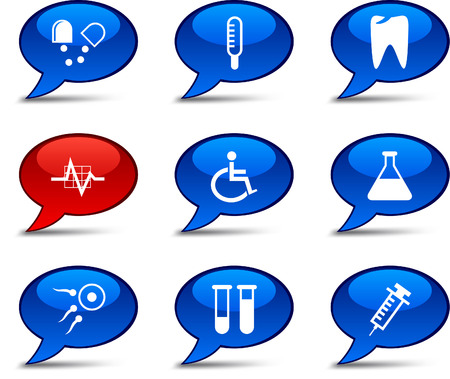 Medical comics set. Vector buttons. のイラスト素材