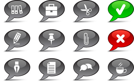 Office comics set. Vector buttons.のイラスト素材