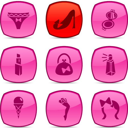 Women  glossy icons. Vector buttons.のイラスト素材