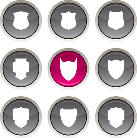 Shield glossy icons. Vector buttons.のイラスト素材