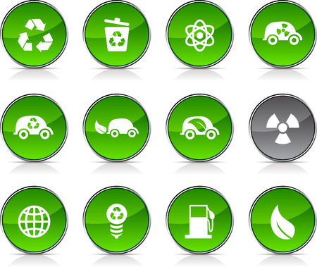 Ecology   glossy icons. Vector buttons.のイラスト素材