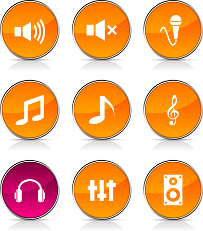 Audio  glossy icons. Vector buttons.のイラスト素材