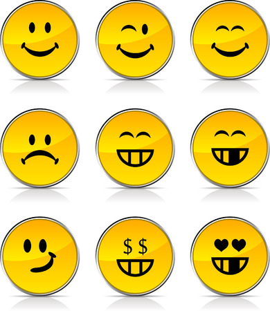Smiley  glossy icons. Vector buttons.のイラスト素材