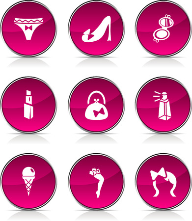 Women  glossy icons. Vector buttons. のイラスト素材