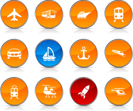 Transport  glossy icons. Vector buttons. のイラスト素材
