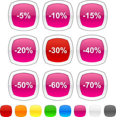 Discount glossy icons. Vector buttons.のイラスト素材