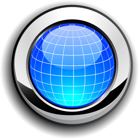 Blue earth button. Vector illustration. のイラスト素材