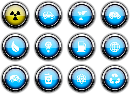 Ecology set of round glossy icons.のイラスト素材