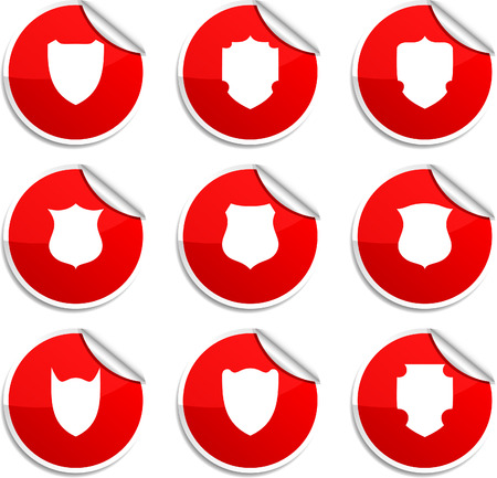 Shield set of round glossy stickers.のイラスト素材