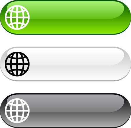 Earth glossy buttons. Three color version. のイラスト素材