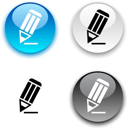 Pencil glossy round  buttons. のイラスト素材