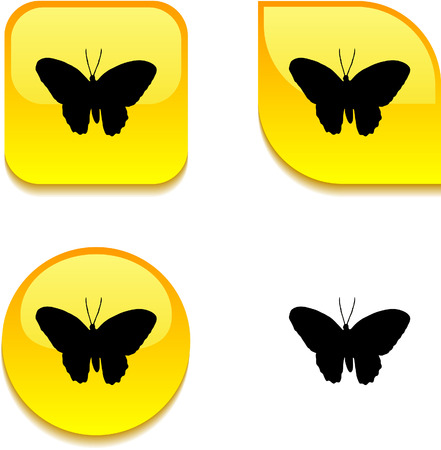 Butterfly glossy vibrant web buttons. のイラスト素材