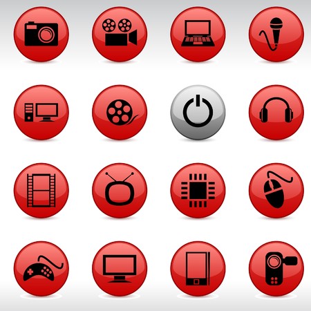 Multimedia set of round glossy icons.のイラスト素材