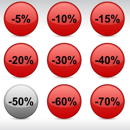 Discount set of round glossy icons.のイラスト素材