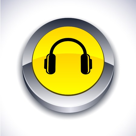 headphones metallic 3d vibrant round icon. のイラスト素材
