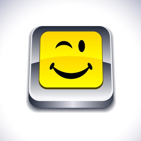 Smiley metallic 3d vibrant square icon. 

のイラスト素材