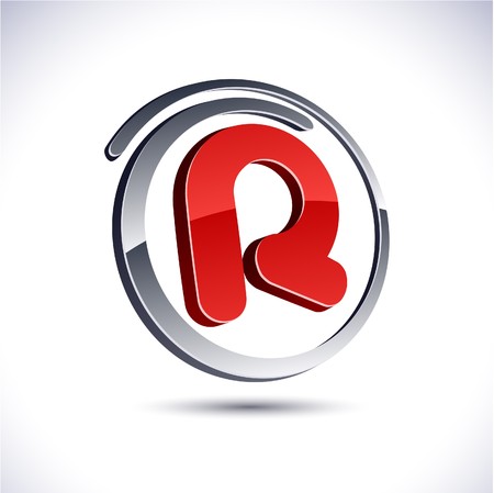 illustration of 3D r symbol. illustration of 3D r symbol.
