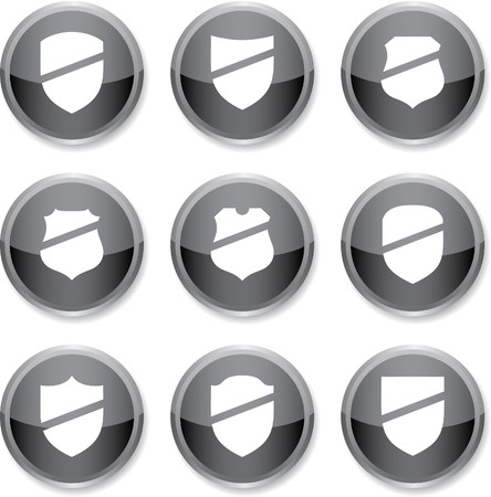Shield set of round glossy icons.のイラスト素材