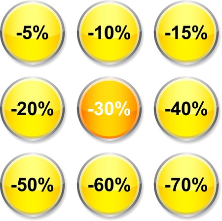 Discount set of round glossy icons.のイラスト素材