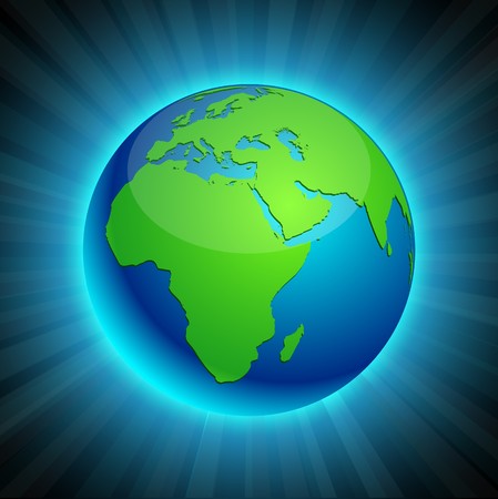 Blue neon high-detailed earth ball.  のイラスト素材