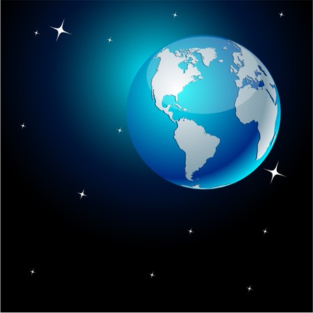 Blue high-detailed earth in space.のイラスト素材