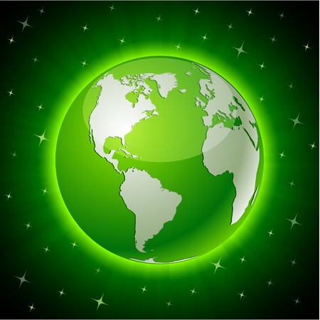 Green neon high-detailed earth ball.  のイラスト素材