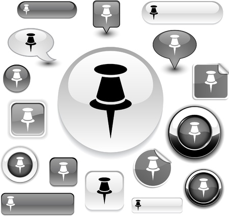 Drawing-pin   grey icons. のイラスト素材