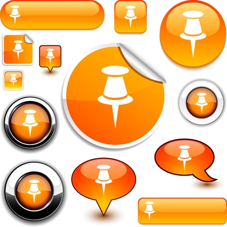 Drawing-pin  glossy icons. のイラスト素材