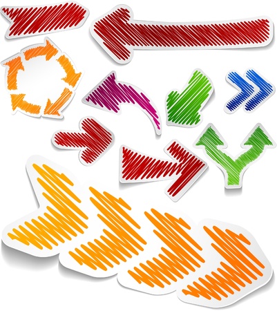 Scribbled collection of arrows stickersのイラスト素材