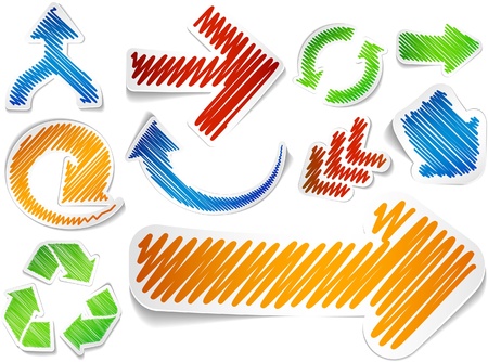 Scribbled collection of arrows stickers のイラスト素材
