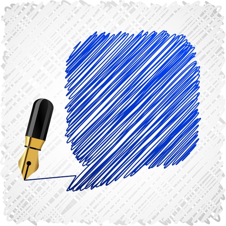 Scribbled blue speech symbol.  のイラスト素材