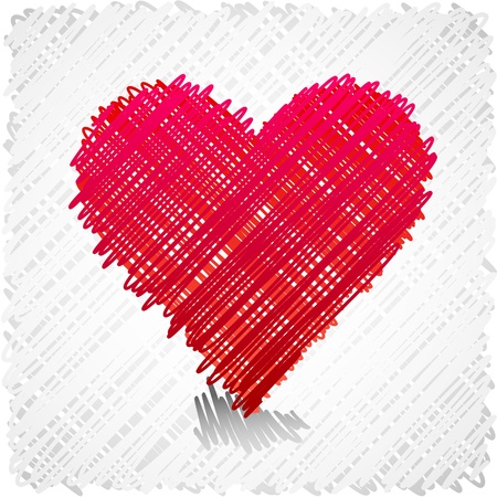 Scribbled red heart symbol. のイラスト素材