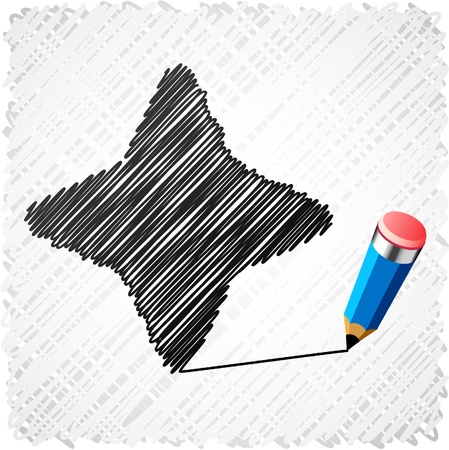 Hand drawn black four-star.のイラスト素材