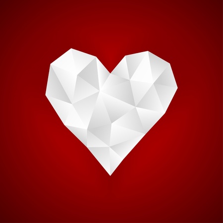 Origami paper heart on red. のイラスト素材
