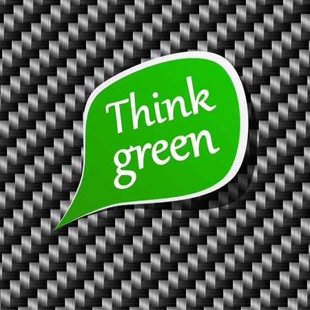 illustration of Think green speech paper label. のイラスト素材